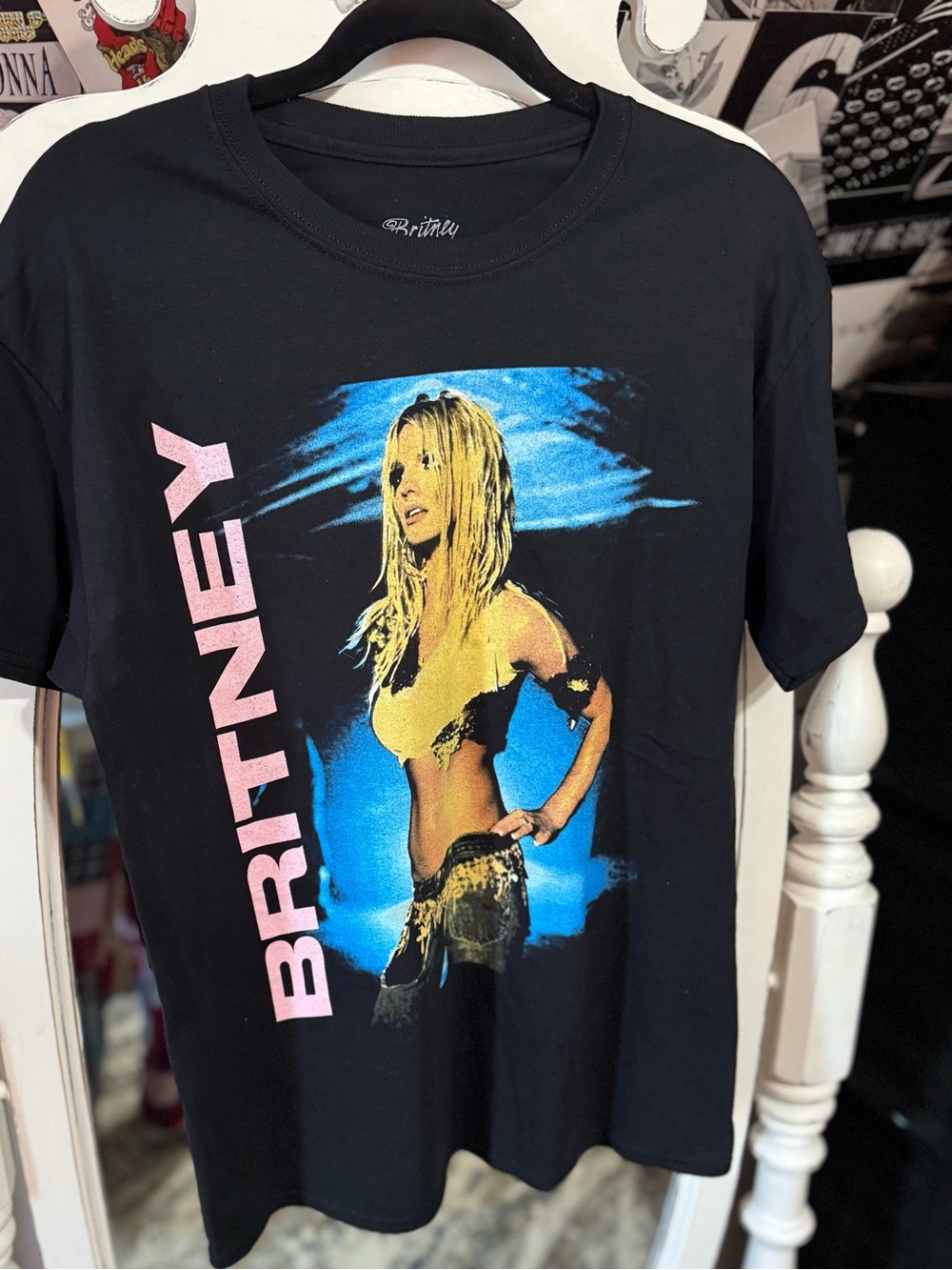 Britney Black Graphic Short Sleeve Tee with Pink Logo